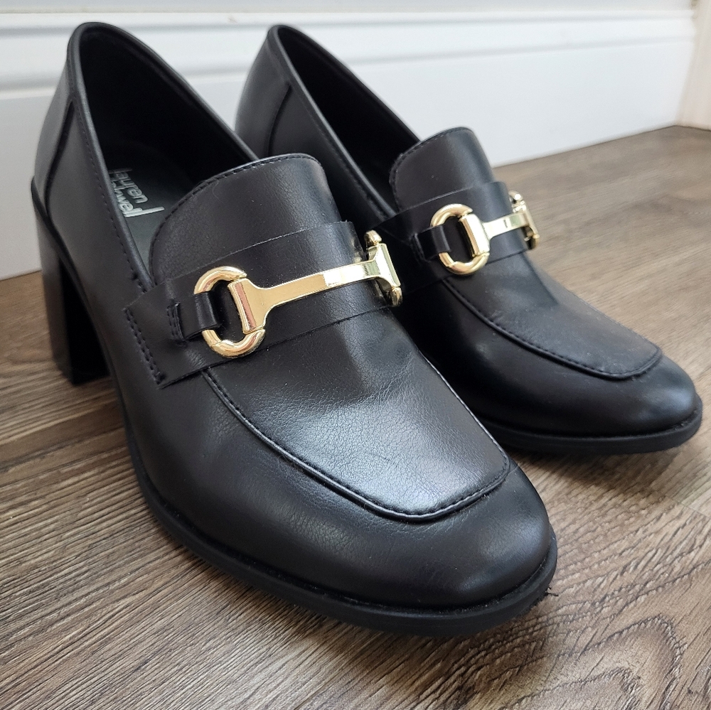 Black and Gold Loafers with Horsebit Detail
